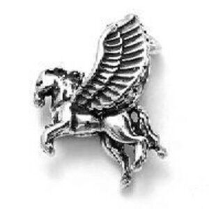 PEGASUS FLYING HORSE CHARM IN 3D. STERLING SILVER.